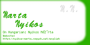 marta nyikos business card